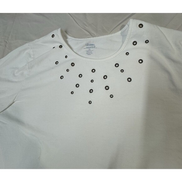 Liz & Me Sport Women’s White Short Sleeve Shirt with Grommet Accents – Size 3X - Picture 3 of 10